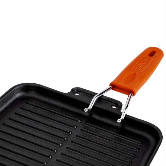 Grill pan, 21 x 21 cm, orange handle - LAVA brand