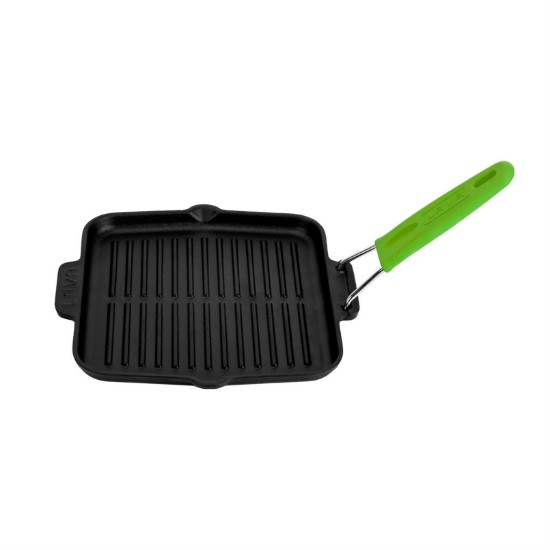 Grill pan, 21 x 21 cm, green handle - LAVA brand