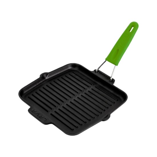 Grill pan, 21 x 21 cm, green handle - LAVA brand