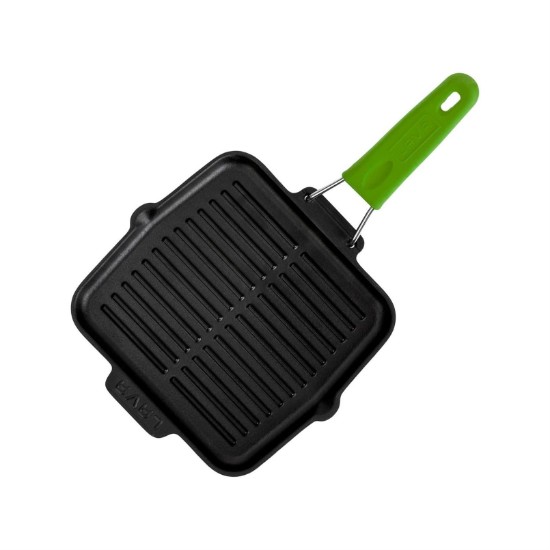 Grill pan, 21 x 21 cm, green handle - LAVA brand