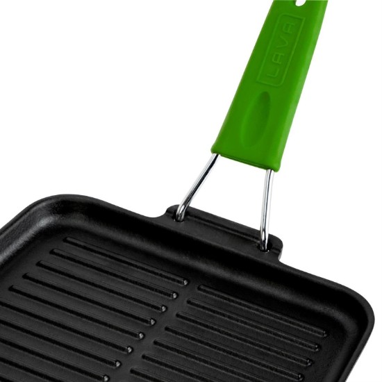 Grill pan, 21 x 21 cm, green handle - LAVA brand