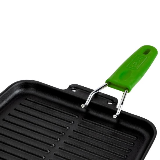 Grill pan, 21 x 21 cm, green handle - LAVA brand