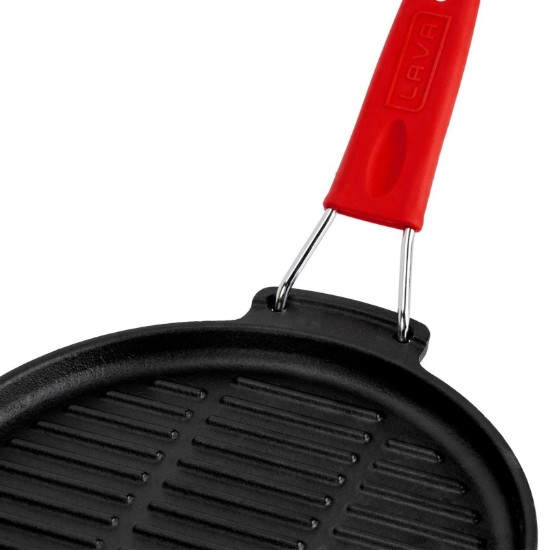 Rund grillpande, 23 cm, rødt hank - LAVA