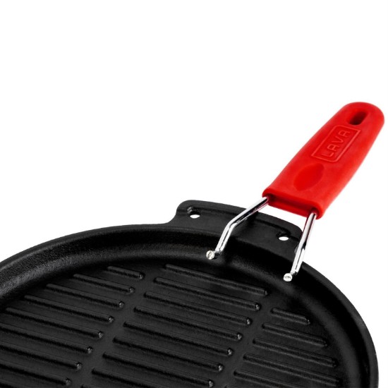 Poêle à griller ronde, 23 cm, manche rouge - LAVA