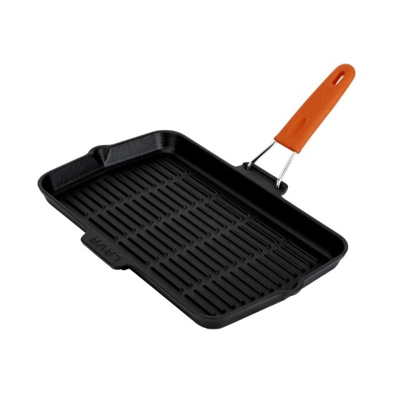 Poêle à griller, 21 × 36 cm, manche orange – LAVA