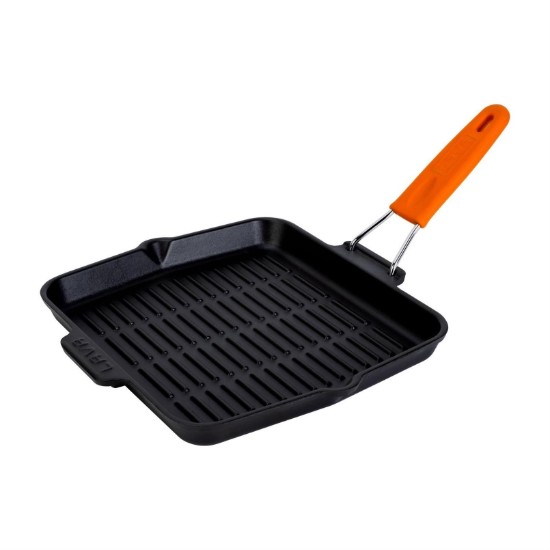 Grill pan, square, 24 x 24 cm, orange handle - LAVA brand