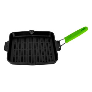 Square grill pan, 24 x 24 cm, green handle - LAVA