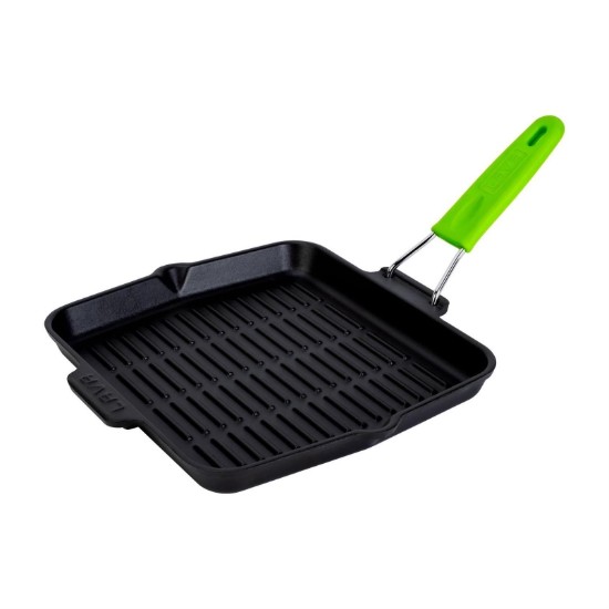 Square grill pan, 24 x 24 cm, green handle - LAVA