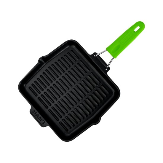 Square grill pan, 24 x 24 cm, green handle - LAVA