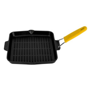 Grill pan, square, 24 x 24 cm, yellow handle - LAVA brand