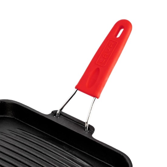 Square grill pan, 24 x 24 cm, red handle - LAVA brand