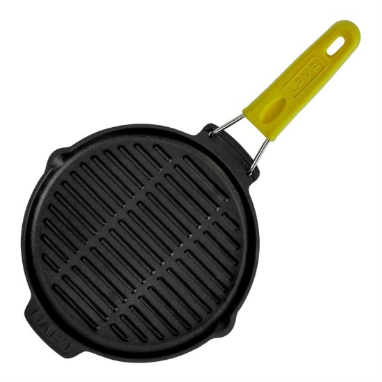 Rund grillpande, 23 cm, gult håndtag - LAVA mærke