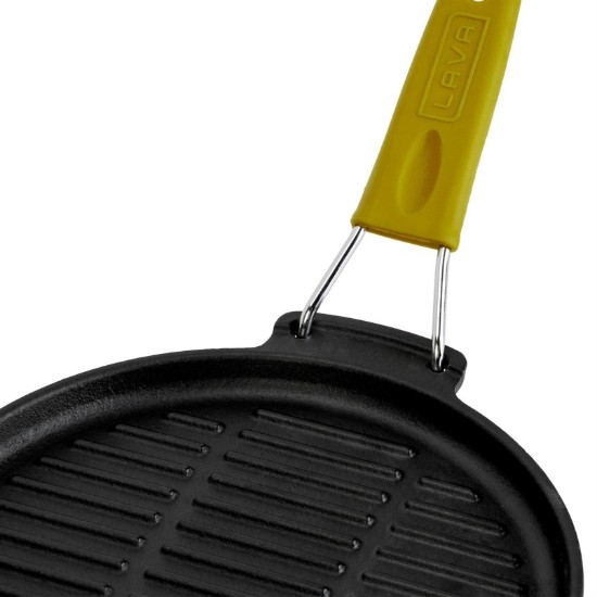 Kerek grillserpenyő, 23 cm, sárga nyél - LAVA márka