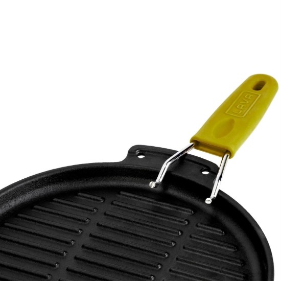 Rund grillpanne, 23 cm, gult håndtak - LAVA-merke