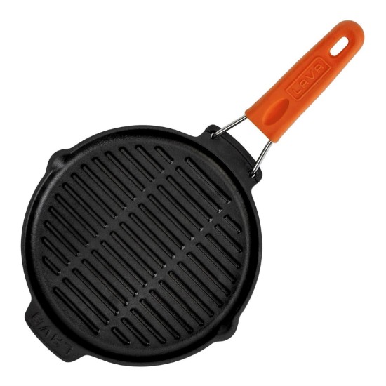 Rund grillpande, 23 cm, orange håndtag - LAVA mærke