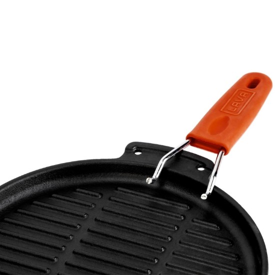 Poêle à griller ronde, 23 cm, manche orange - Marque LAVA