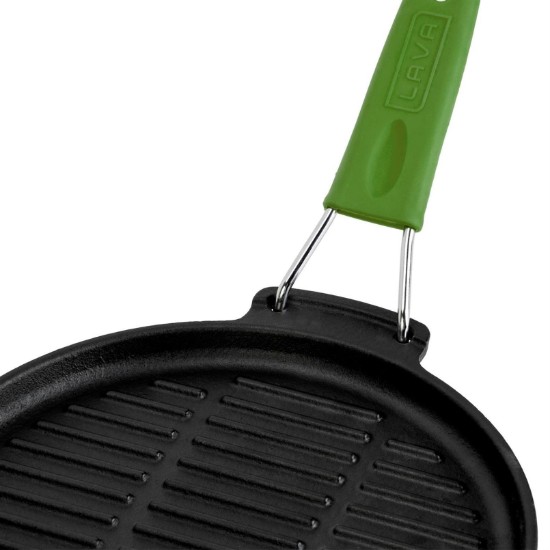 Grill pan, round, 23 cm, green handle - LAVA brand