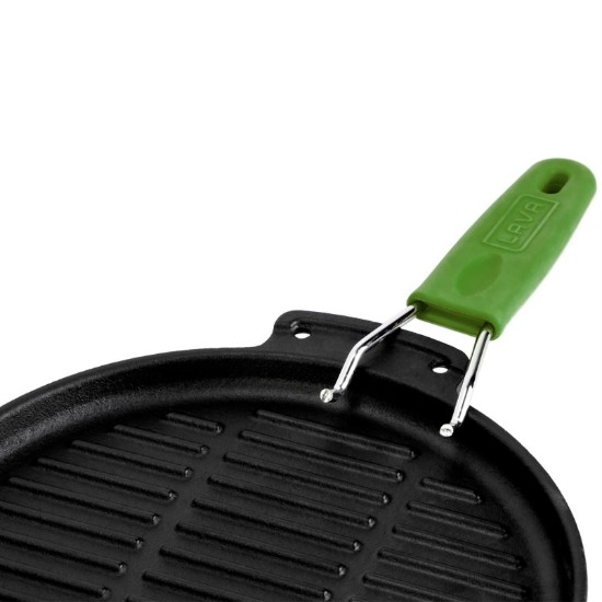 Grill pan, round, 23 cm, green handle - LAVA brand