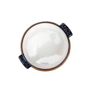 Cratita fonta 11 cm, cu suport din lemn, albastru - LAVA