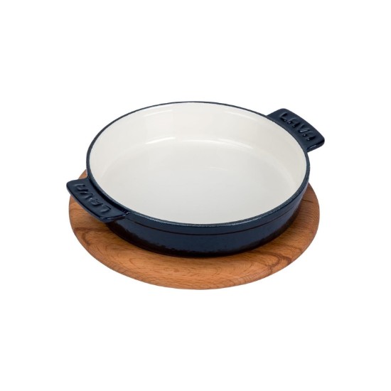 Saucepan, ħadid fondut, 14 cm, bi stand tal-injam, blu - LAVA