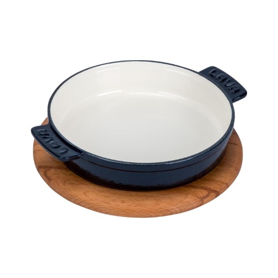 Saucepan, ħadid fondut, 17 cm, bi stand tal-injam, blu - LAVA