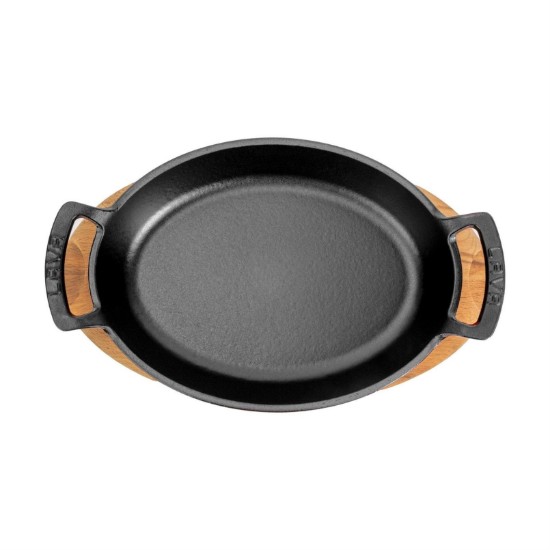 Dixx ovali tal-ħadid fondut, 27 x 20 cm, bi stand tal-injam, aħmar - marka LAVA