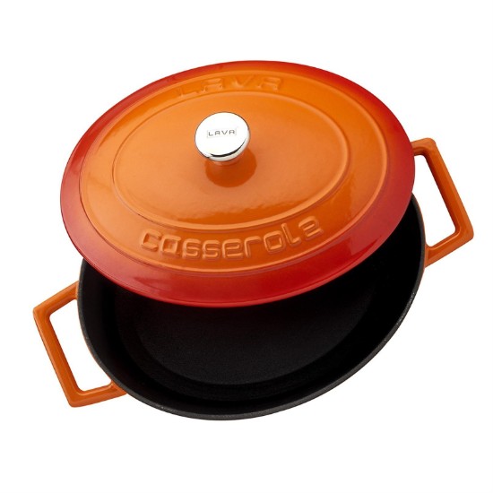 Oval saucepan, cast iron, 25 cm, "Folk" range, orange color - LAVA brand