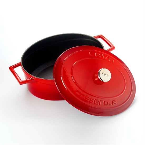 Oval kasserolle, støpejern, 25 cm, "Folk"-serie, rød - LAVA-merke