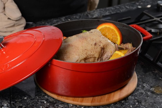 Oval saucepan, cast iron, 25 cm, "Folk" range, red - LAVA brand
