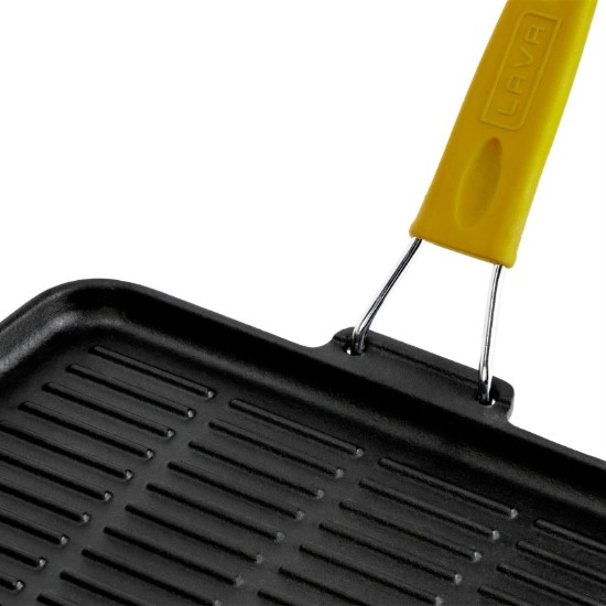 Grill pan, 21 x 30 cm, yellow handle - LAVA brand