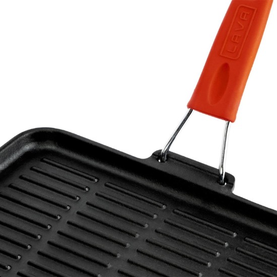 Grill pan, 21 x 30 cm, orange handle - LAVA brand