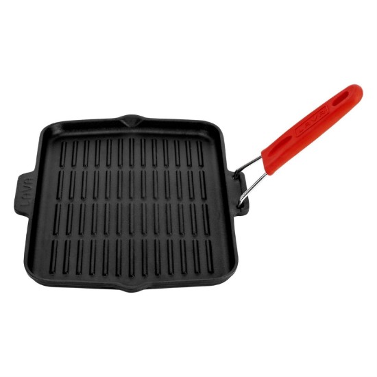 Grill pan, 21 x 30 cm, red handle - LAVA brand