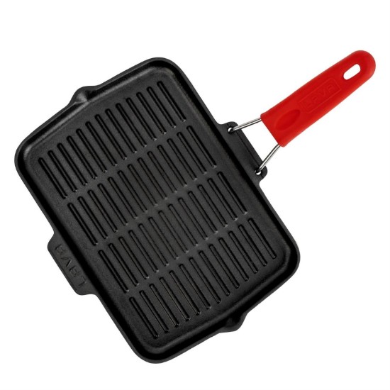 Grill pan, 21 x 30 cm, red handle - LAVA brand