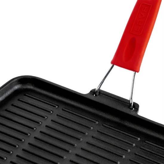 Grill pan, 21 x 30 cm, red handle - LAVA brand