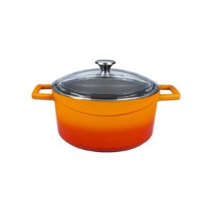 Saucepan, cast iron, 20 cm, "Glaze" range, orange color - LAVA brand