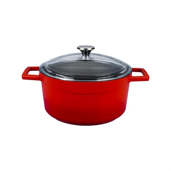 Saucepan, cast iron, 24 cm, "Glaze" range, red - LAVA brand