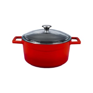 Saucepan, cast iron, 28 cm, "Glaze" range, red - LAVA brand