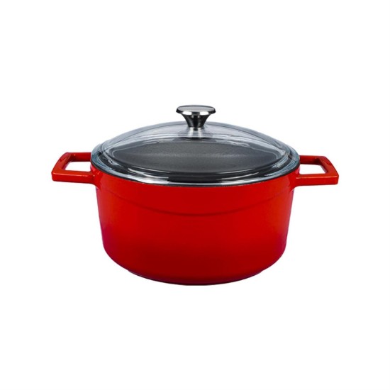 Saucepan, cast iron, 28 cm, "Glaze" range, red - LAVA brand