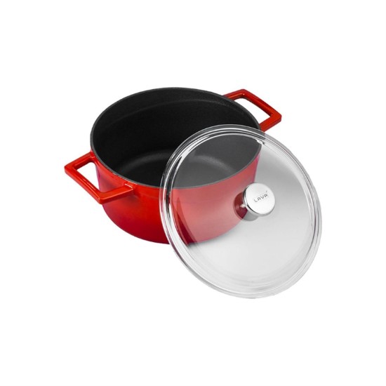 Saucepan, cast iron, 28 cm, "Glaze" range, red - LAVA brand