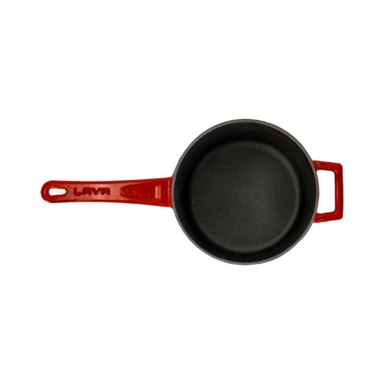 Saucepan with lid, cast iron, 16 cm, "Glaze" range, red - LAVA brand