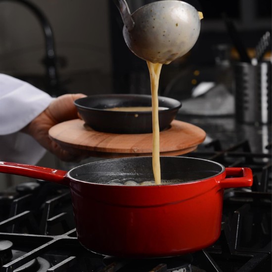 Saucepan with lid, cast iron, 16 cm, "Glaze" range, red - LAVA brand