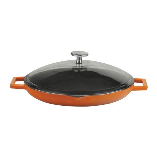 Сковорода с крышкой, 26 см, серия "Glaze", цвет оранжевый - бренд LAVA