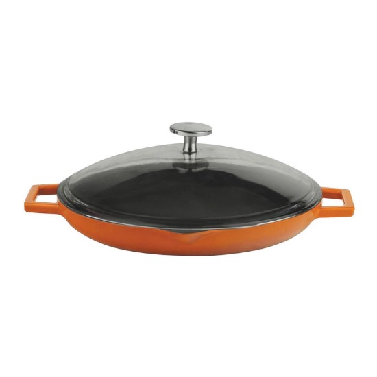 Frying pan with lid, 26 cm, "Glaze" range, orange color - LAVA brand