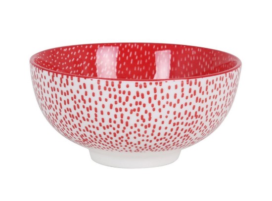 Japonska skleda, porcelan, 15,5 cm, "Hana", bela/rdeča - La Mediterranea