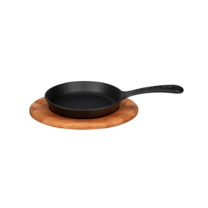Frying pan, cast iron, 16 cm, with wooden stand - LAVA brand