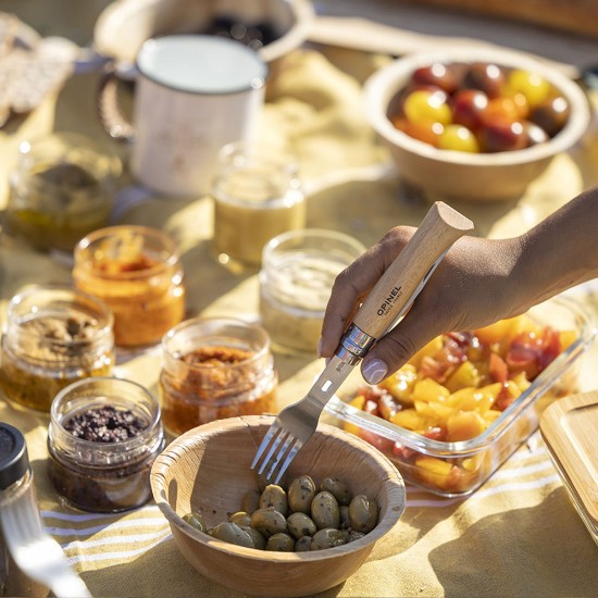 Sett ta 'pożati tal-pikniks b'2 biċċiet, azzar li ma jissaddadx, "Picnic Plus" - Opinel