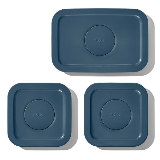Conjunto de recipientes para comida POP de 3 peças, plástico, 'Storm Blue' - OXO