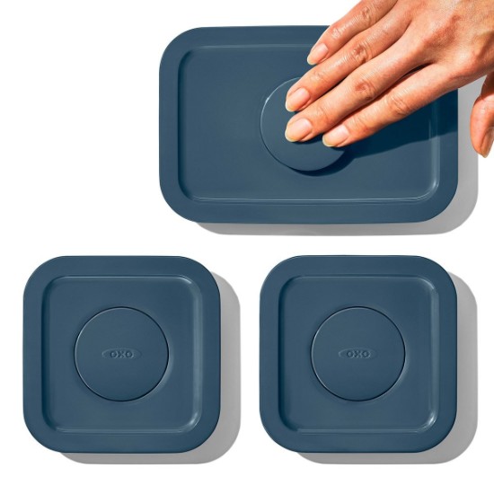 3 parçalı POP yiyecek kabı seti, plastik, 'Fırtına Mavisi' - OXO