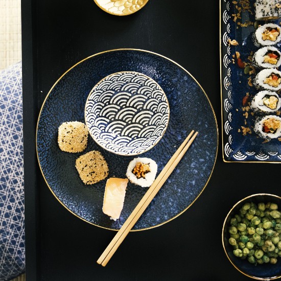 Porcelánový talíř plochý, 27 cm, "Satori", Indigo Blue - Mikasa