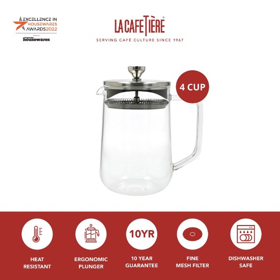 Заварочный чайник, боросиликатное стекло, 1,1 л - La Cafetière